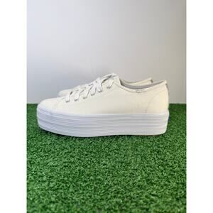 WMNS Keds Triple Up White Leather Platform Sneakers White Size 8